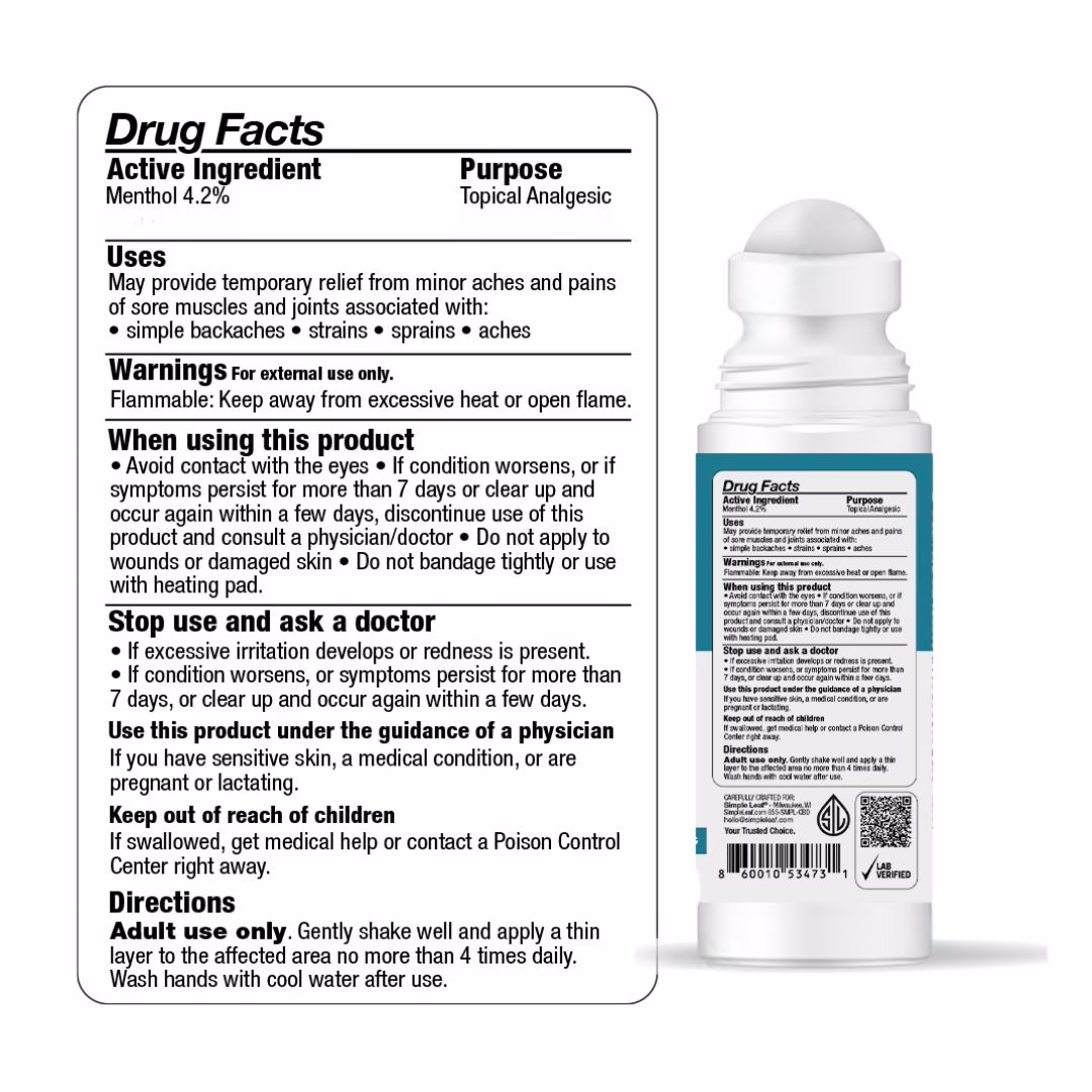 Simple Leaf | CBD + CBG Rapid Relief Roll-On Topical - Image 3