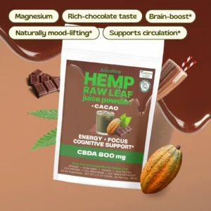 JuiceTiva | CacaoTiva, Raw Hemp Leaf Juice + Cacao Powder