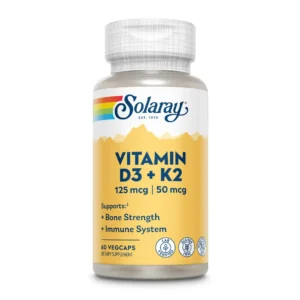 Solaray Vitamin D3 + K2, 125 mcg D3 and 50 mcg K2, 60 VegCaps
